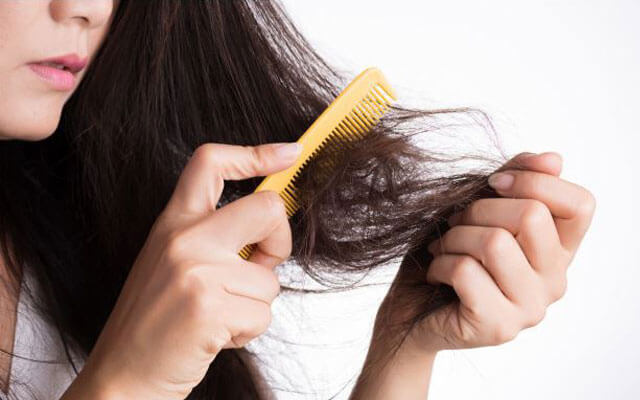 peine sobre cabello seco