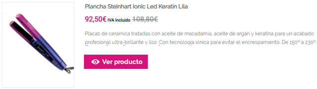 Plancha Steinhart Ionic Led Keratin Lila