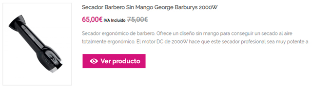 Secador Barbero Sin Mango George Barburys 2000W