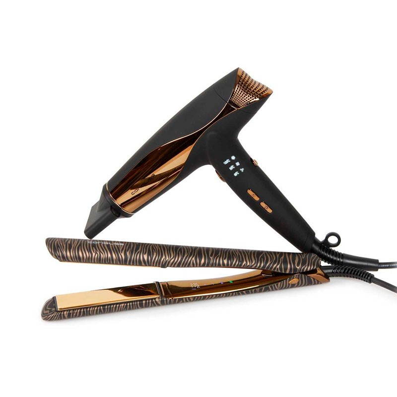 plancha corioliss c5 gold zebra con secador wind