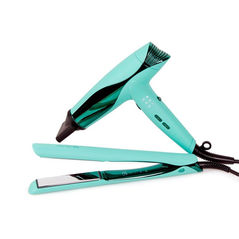 plancha corioliss c5 mint green con secador wind